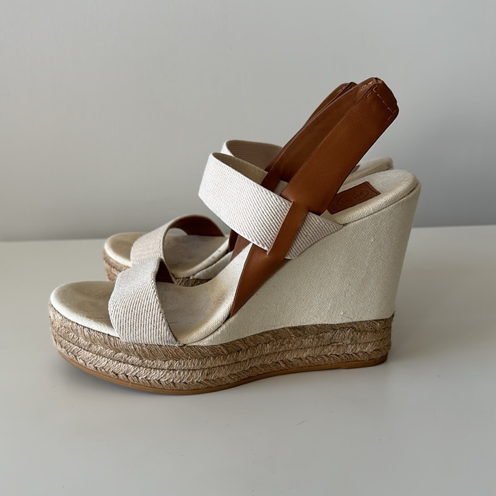 Tory Burch Espadrilles Wedge Platform Sandal Size 7